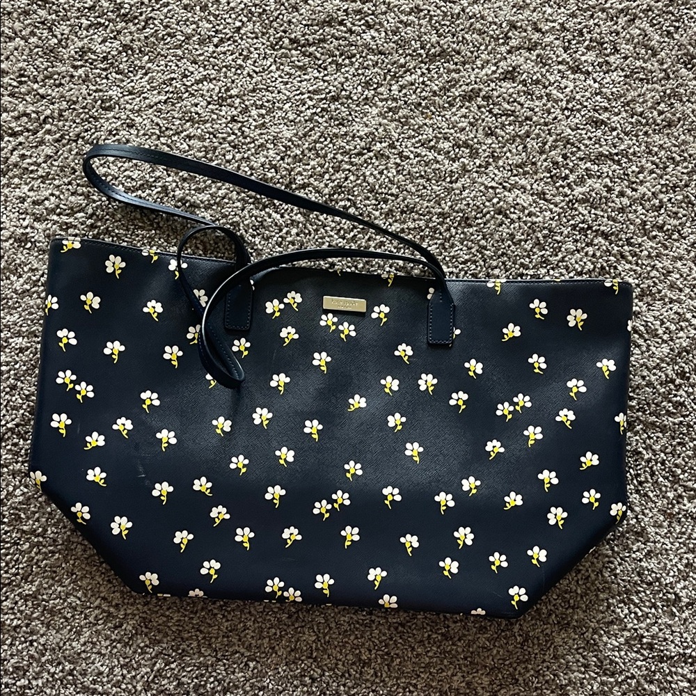 Floral Black Tote Bag